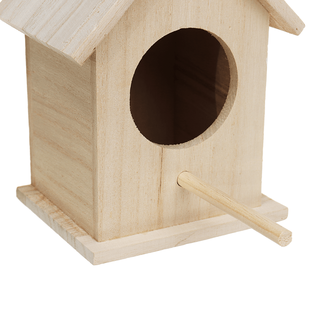 Wooden Bird House Feeder Wild Birds Nest Home Garden Nesting with Hanging Bird Net