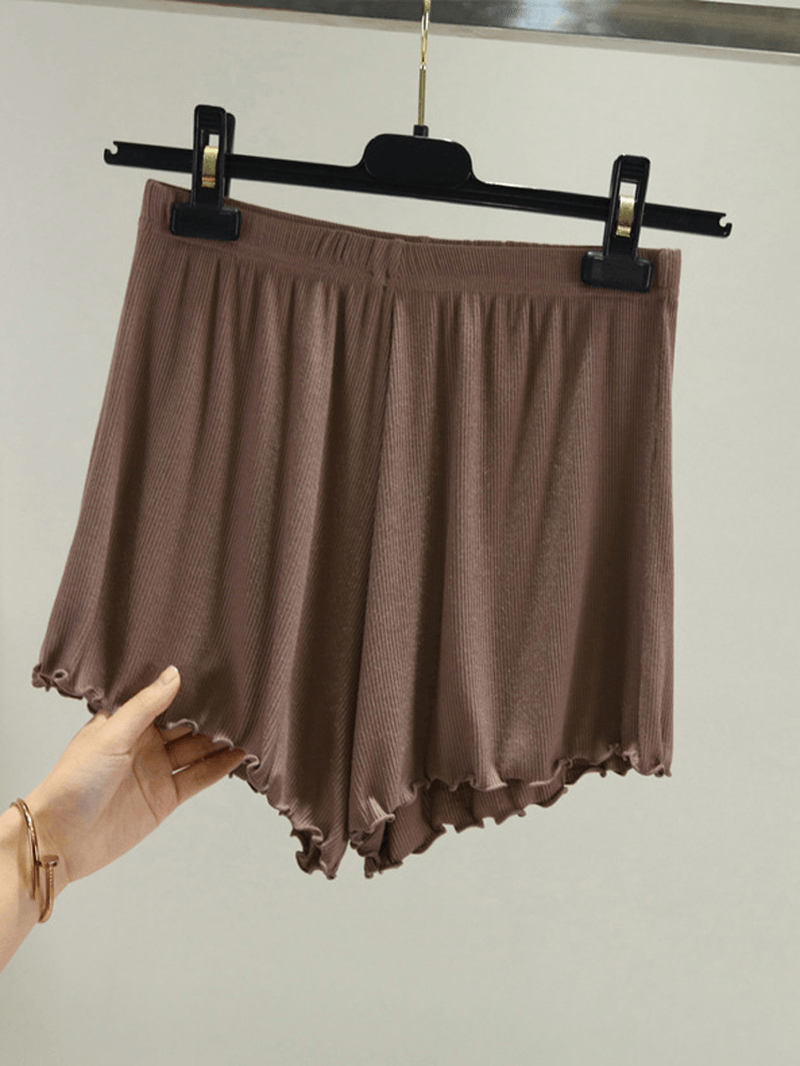 Women Casual Solid Color Elastic Waist Loose Shorts