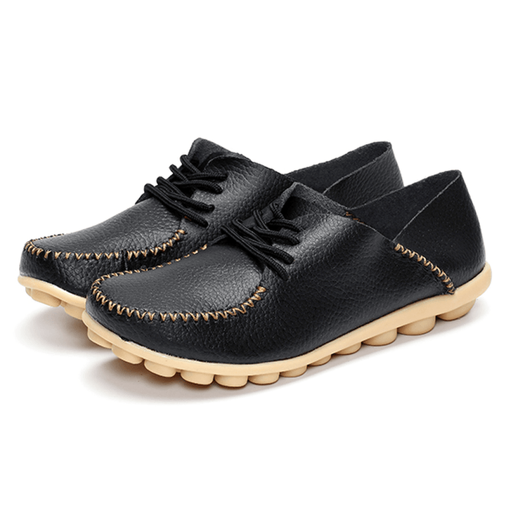 Women Flat Shoes Outdoor Lace up round Toe Soft Comfortable Casual Loafers