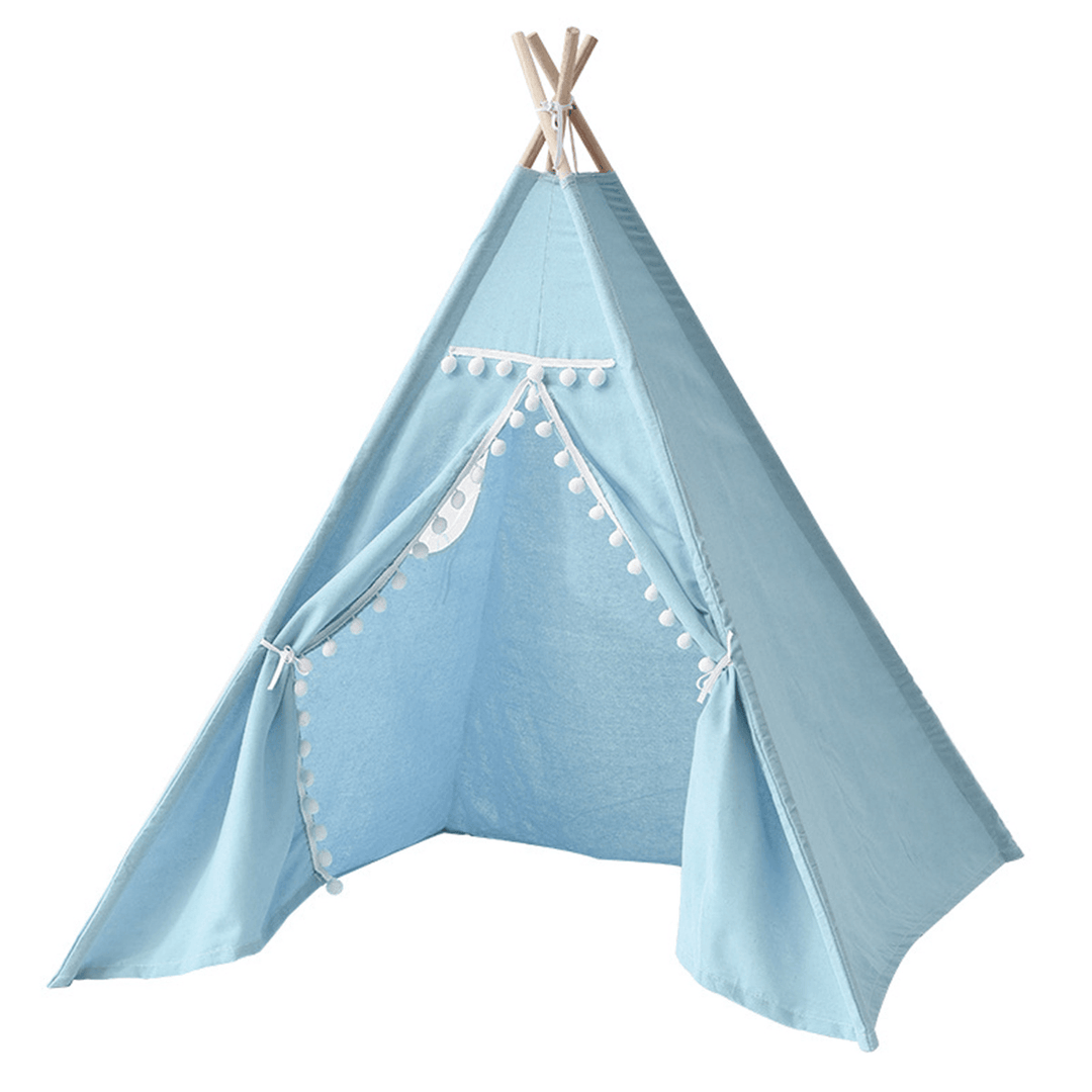 1.35M/1.6M /1.8M Large Cotton Canvas Kids Teepee Triangle Tent Children Indian Playhouse Pretend Play Tent Decoration Game House Boy Girls Gifts