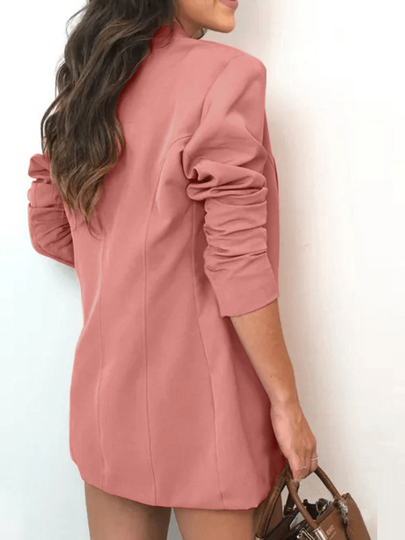 Women Solid Korean Business Style Simple V-Neck Button Cardigan