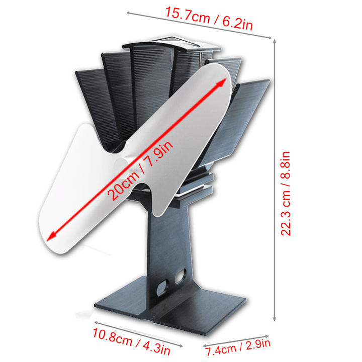 Ipree¬Æ 2 Blades Fireplace Fan Thermal Heat Power Stove Fan Wood Burner Fan