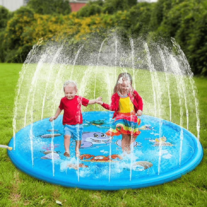 100CM Inflatable Children'S Lawn Splash Sprinkler Mat Play Pad with PVC Material for Outdoor