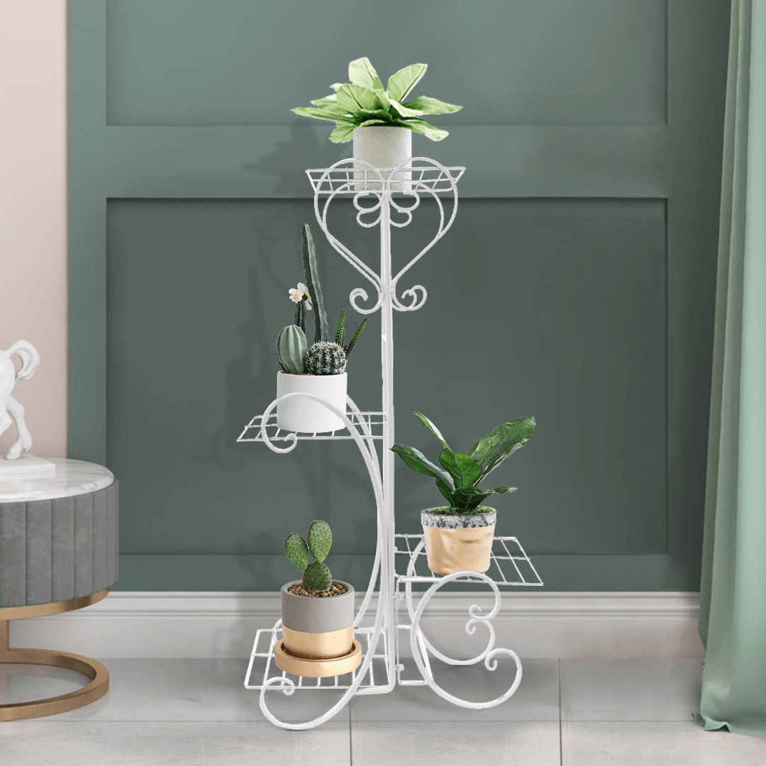 4 Tier Metal Shelves Flower Pot Plant Stand Plant Display Rack Holder Indoor Outdoor Home Garden Patio Decor