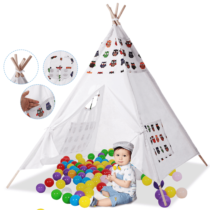 1.35/1.6M Kids Teepee Tent Children Playhouse Folding Portable Game Room Indoor Outdoor for Boys Girls Gift - MRSLM