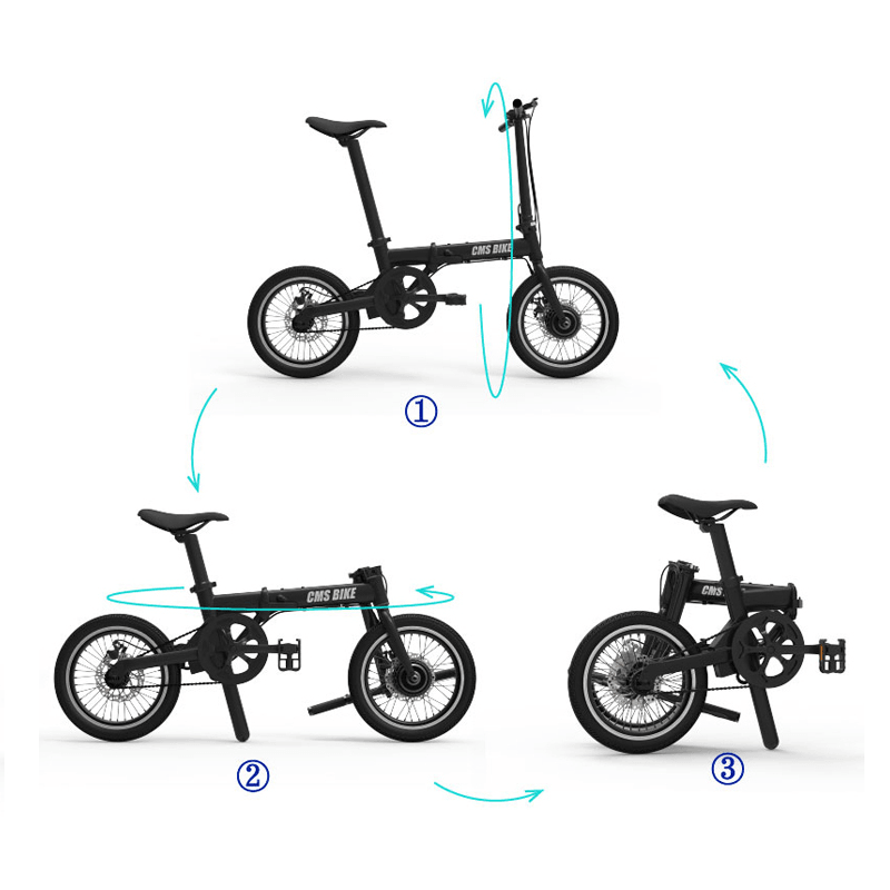 CMSBIKE XIAOKE 36V 250W Brushless Motor 158.4WH 16 Inches Black Folding Electric Bike 20Km/H 30-50Km Mileage Automatic Cruisesystem