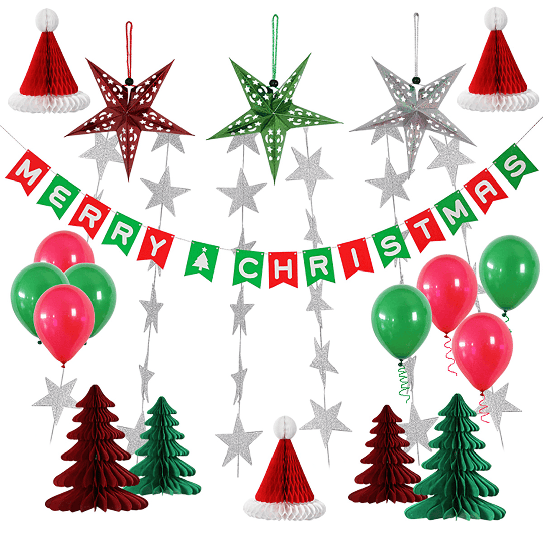 Merry Christmas Hats Trees Latex round Balloons Santa Xmas Party Home Decors