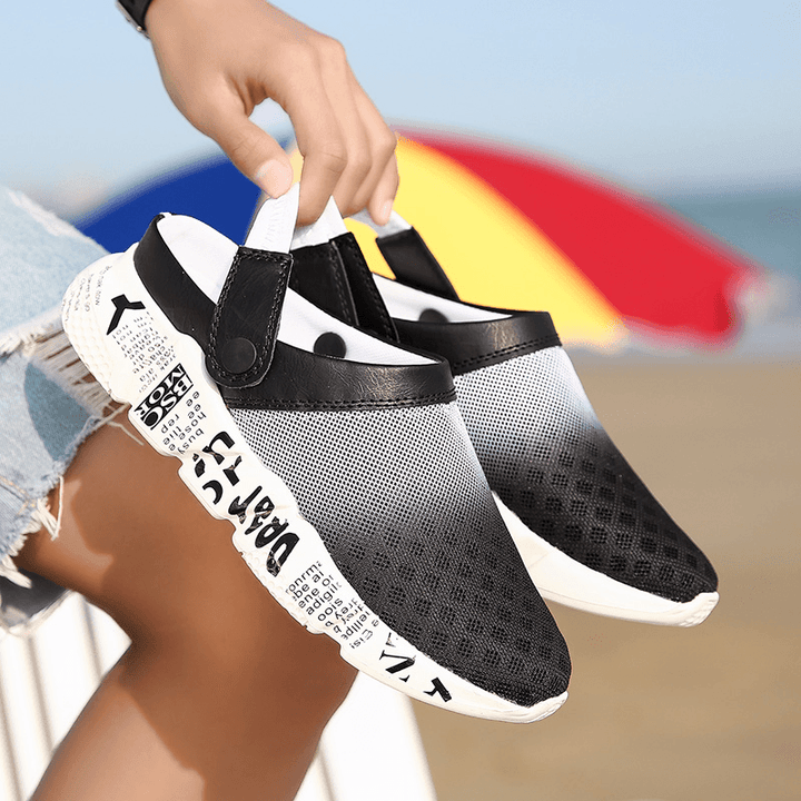 Men Mesh Non Slip Two Ways Soft Sole Colorful Casual Beach Slippers