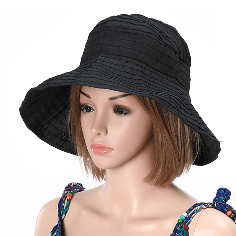 Women Foldable Sun Protective Beach Hat Summer Outdoor Gardening Anti-Uv Wide Brim Visor Cap - MRSLM