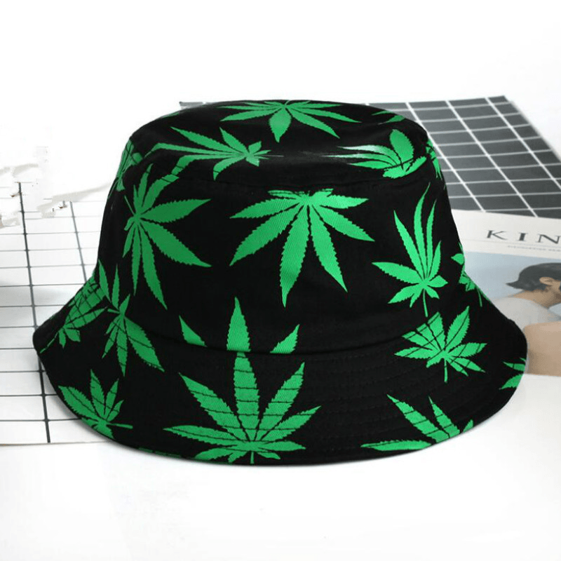 Hemp Leaf Fisherman Hat Cotton Maple Leaf Basin Hat Men and Women Fashion Fishing Hat Summer Outdoor Shade Sun Sat