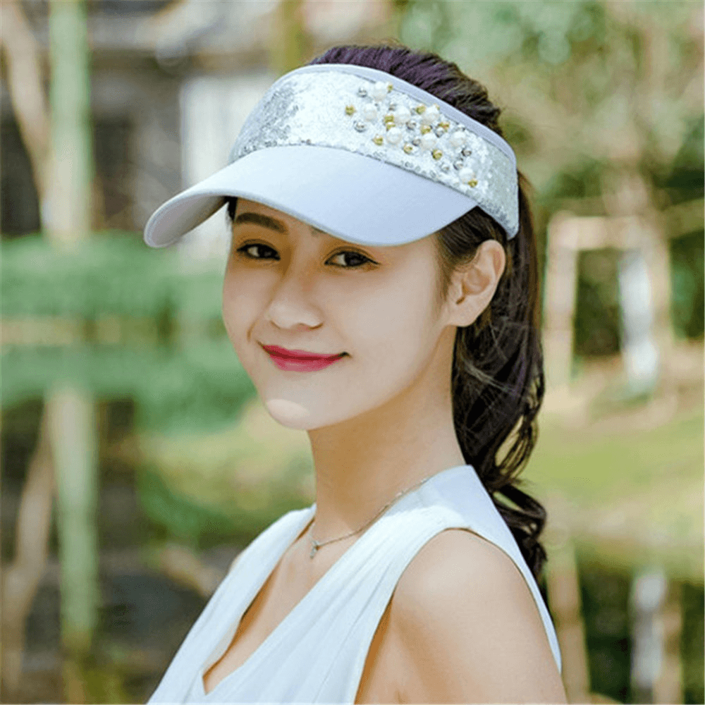 Women Summer Lace Adjustable Sunscreen Visor Sun Cap