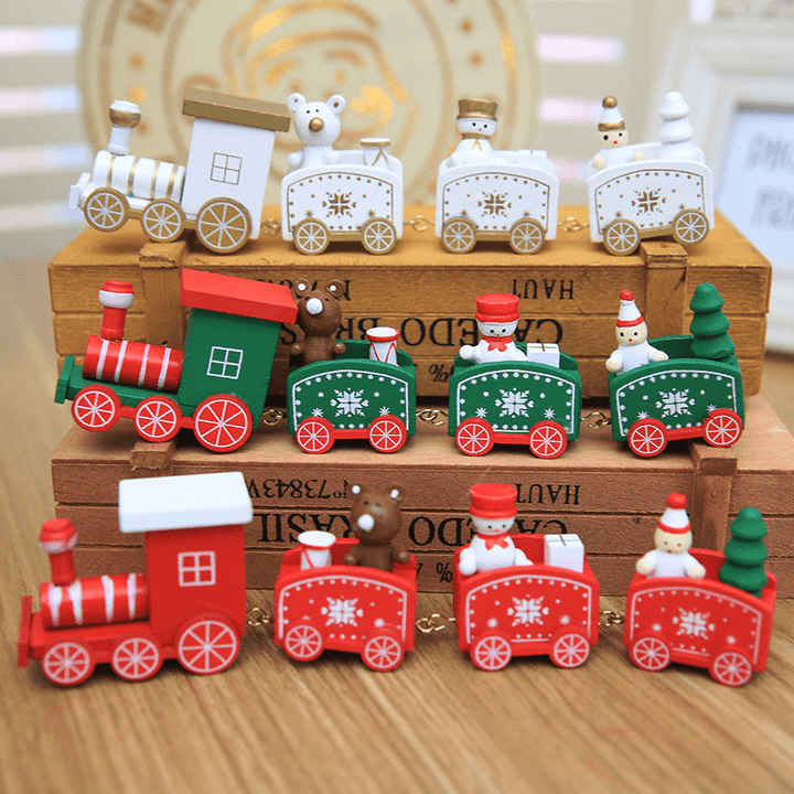 Christmas Wood Train Christmas Decorations Decor Innovative Gift for Children Diecasts Toy Vehic