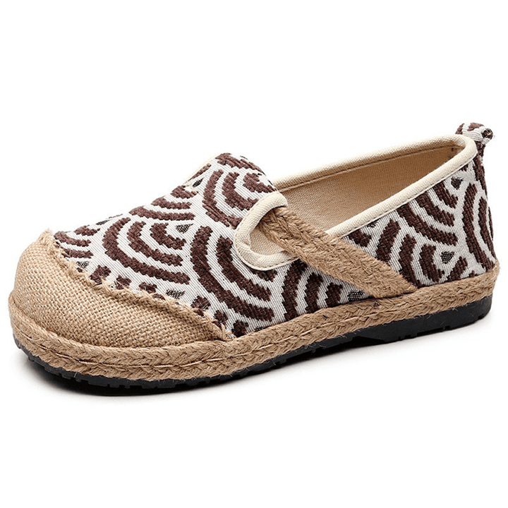 Women Linen Comfy Wearable round Toe Casual Espadrille Flat Loafers - MRSLM