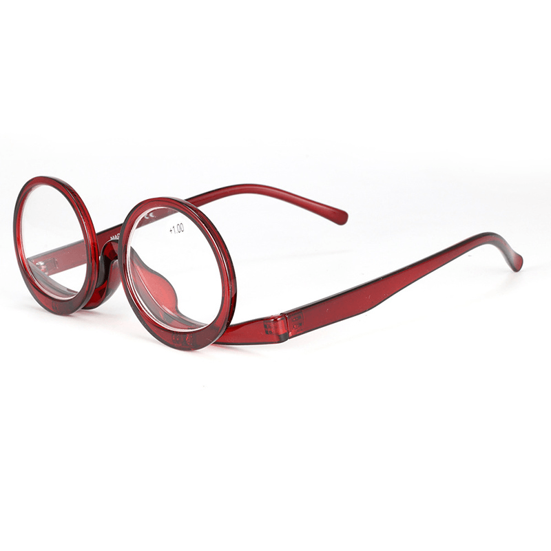 Unisex Flip-Up round Frame Reading Glasses Makeup Glasses - MRSLM