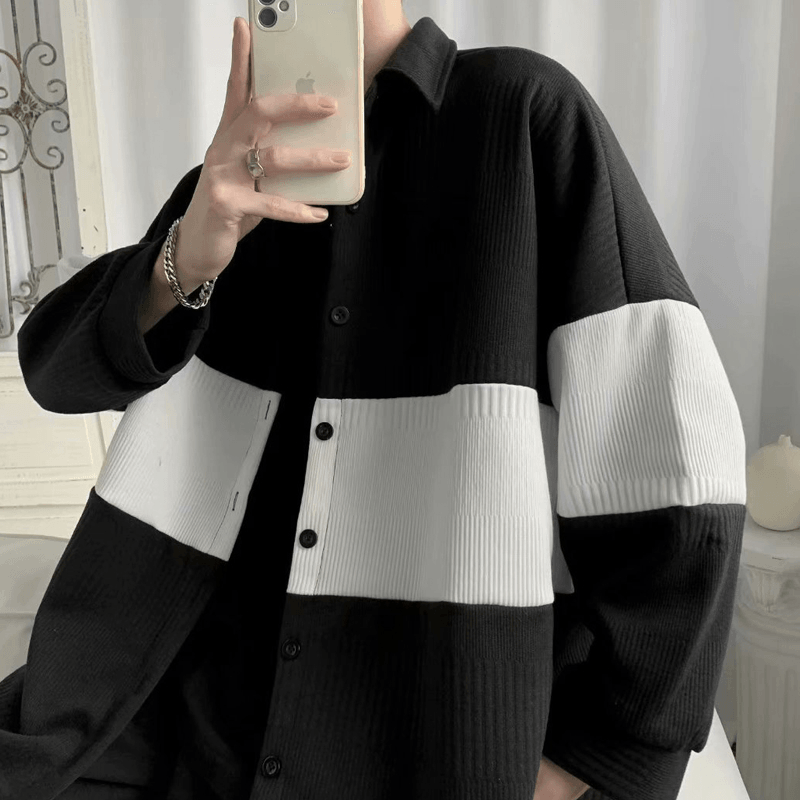 Fashion Men'S Loose Stitching Woolen Coat