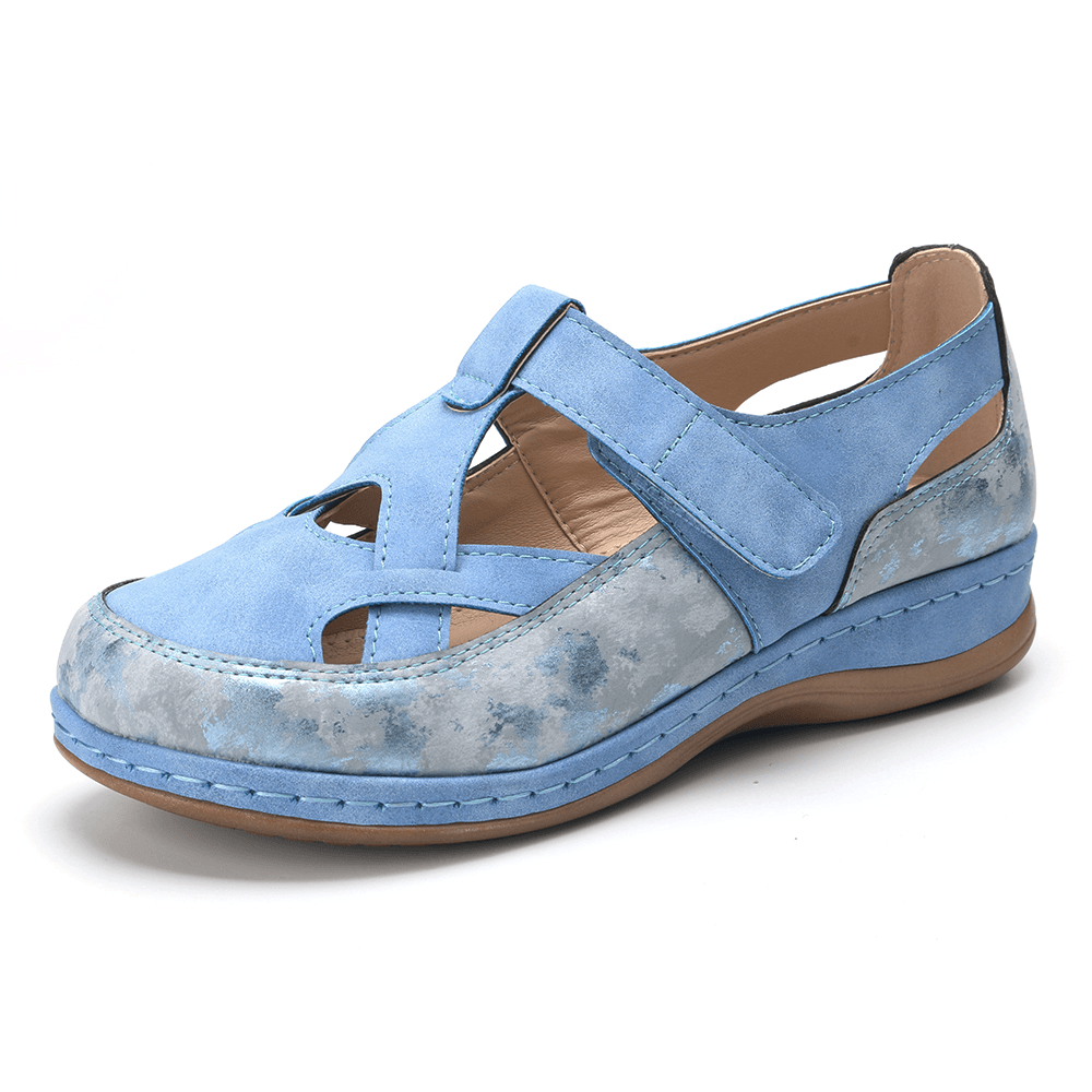 Women Casual Cross Strap Hollow Out Comfortable Flats - MRSLM