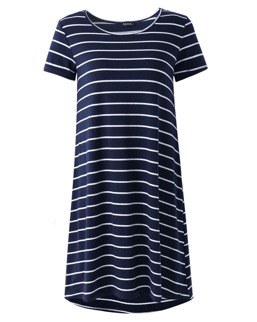 Striped O-Neck Short Sleeve Casual Summer Mini Shirt Dress