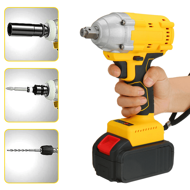 21V 520N.M Electric Cordless Impact Wrench 1/2" Brushless Driver Drill W/ 1/2Pcs Battery & 5Pcs Sockets Also Adaoted to Makita Battery