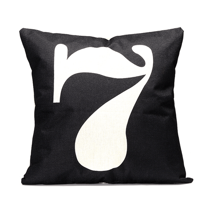 43X43Cm Black English Letter Fashion Cotton Linen Pillow Case Home Sofa Seat Bed Car Cushion Decor