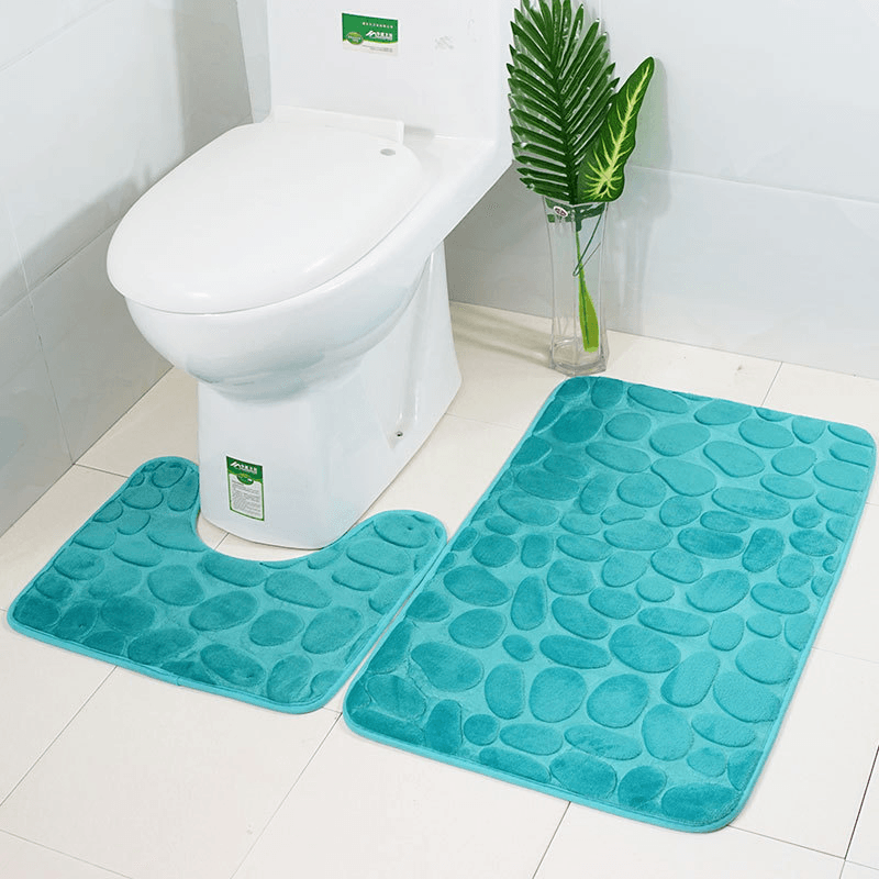 2Pcs Flannel Toilet Lid Bath Rugs Soft Floor Home anti Slip Liner Memory Foam Durable Cover Shower Carpets Bathroom Mat Set