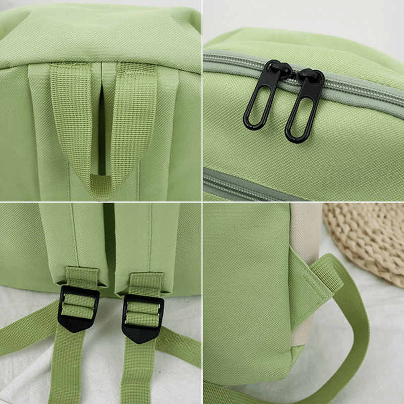 4 PCS Canvas Preppy Multifunction Combination Bag Tote Large Capacity Backpack Crossbody Clutch Wallet