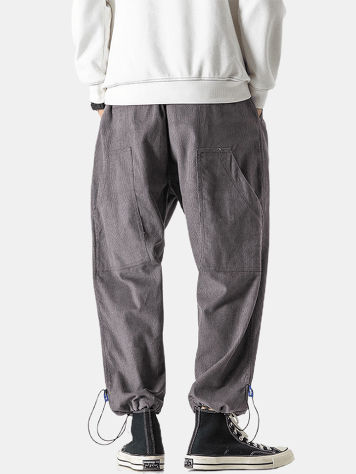 Mens Letter Embroidery Drawstring Adjustable Jogger Pants with Pocket