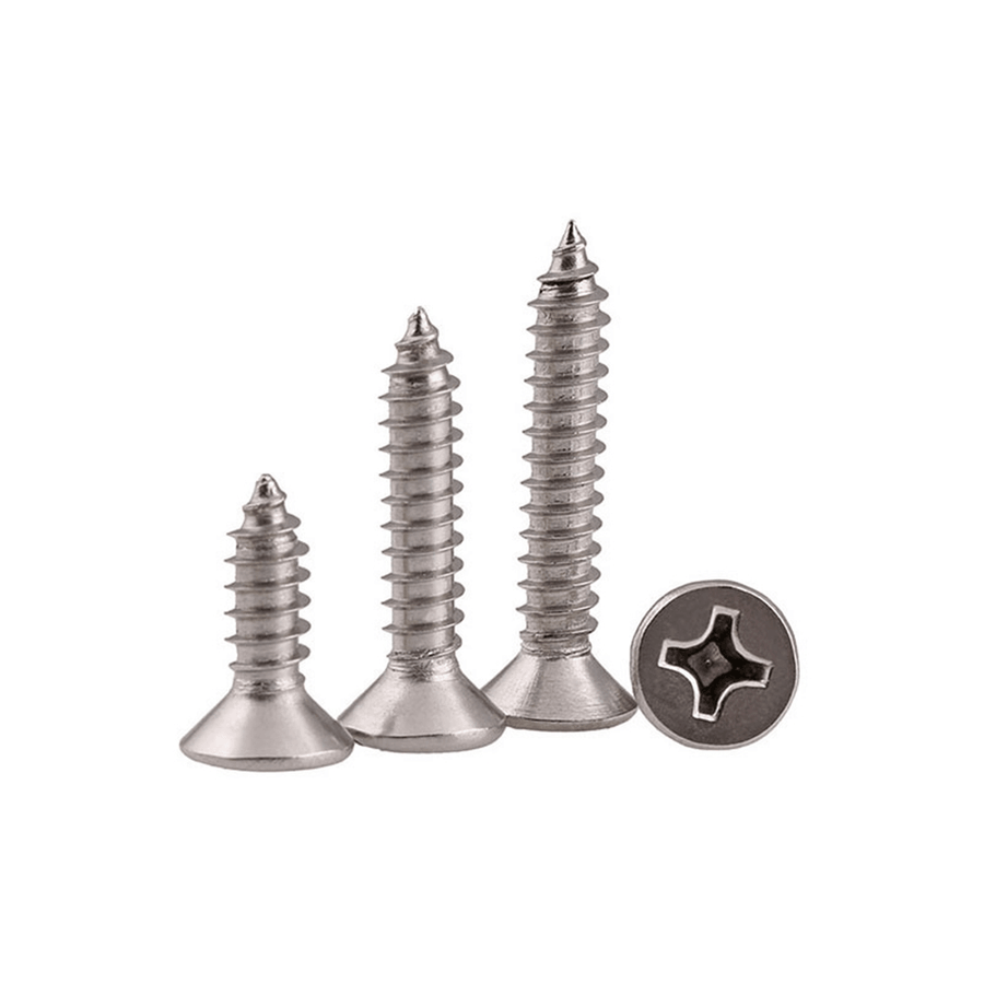 Suleve M3.5SP1 100Pcs M3.5 304 Stainless Steel Cross Flat Head Self Tapping Screw Wood Screws Speaker Screws Optional Length - MRSLM