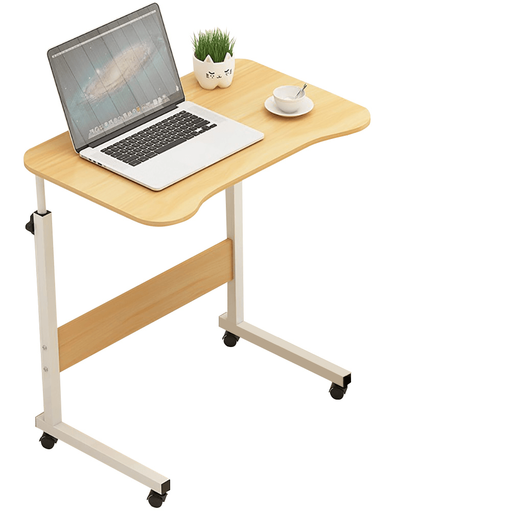 Adjustable Computer Laptop Desk Simple Mobile Lifting Laptop Table with Wheels Wood Laptop Table beside Bed Sofa