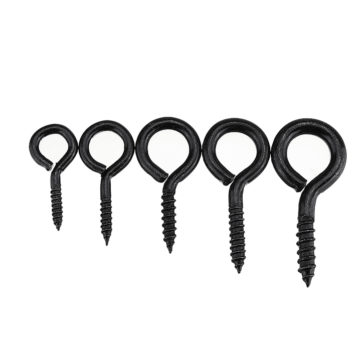 44Pcs Screw Eyes Zinc Plated Self Tapping Thread Eye Bolt Ring Hooks with Expansion Pipe Black