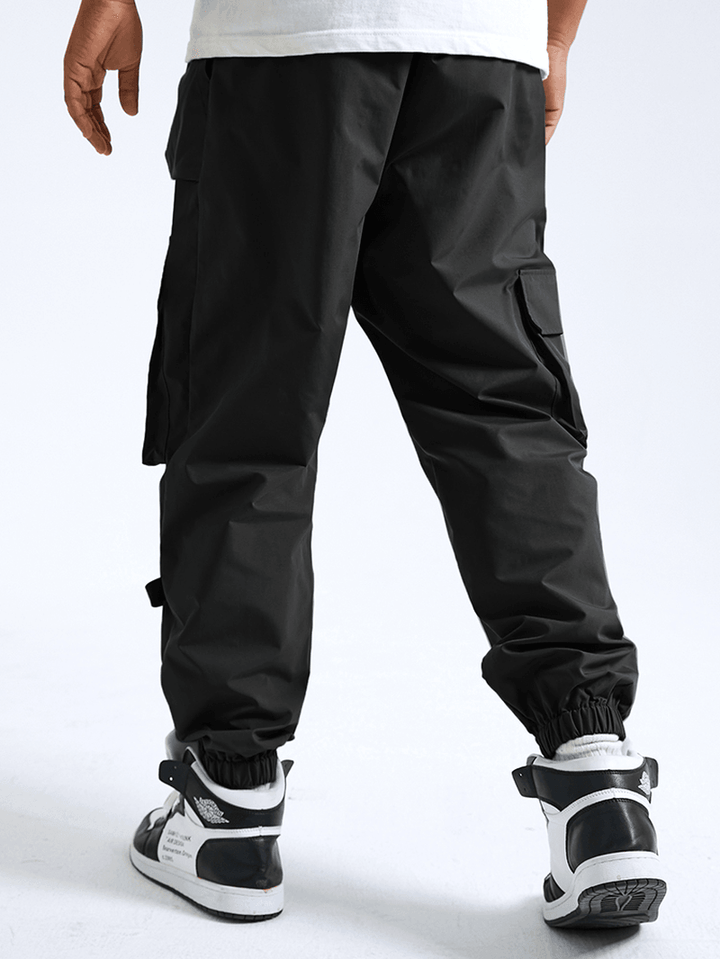 Mens Solid Tactical Casual Taped Cargo Trousers with Pocket