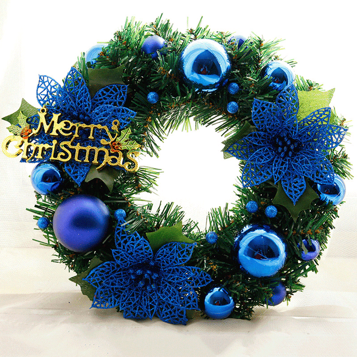 30Cm Christmas Wreath Dense Pine Needles Merry Christmas Letters Rattan Door Wreath Decorations - MRSLM