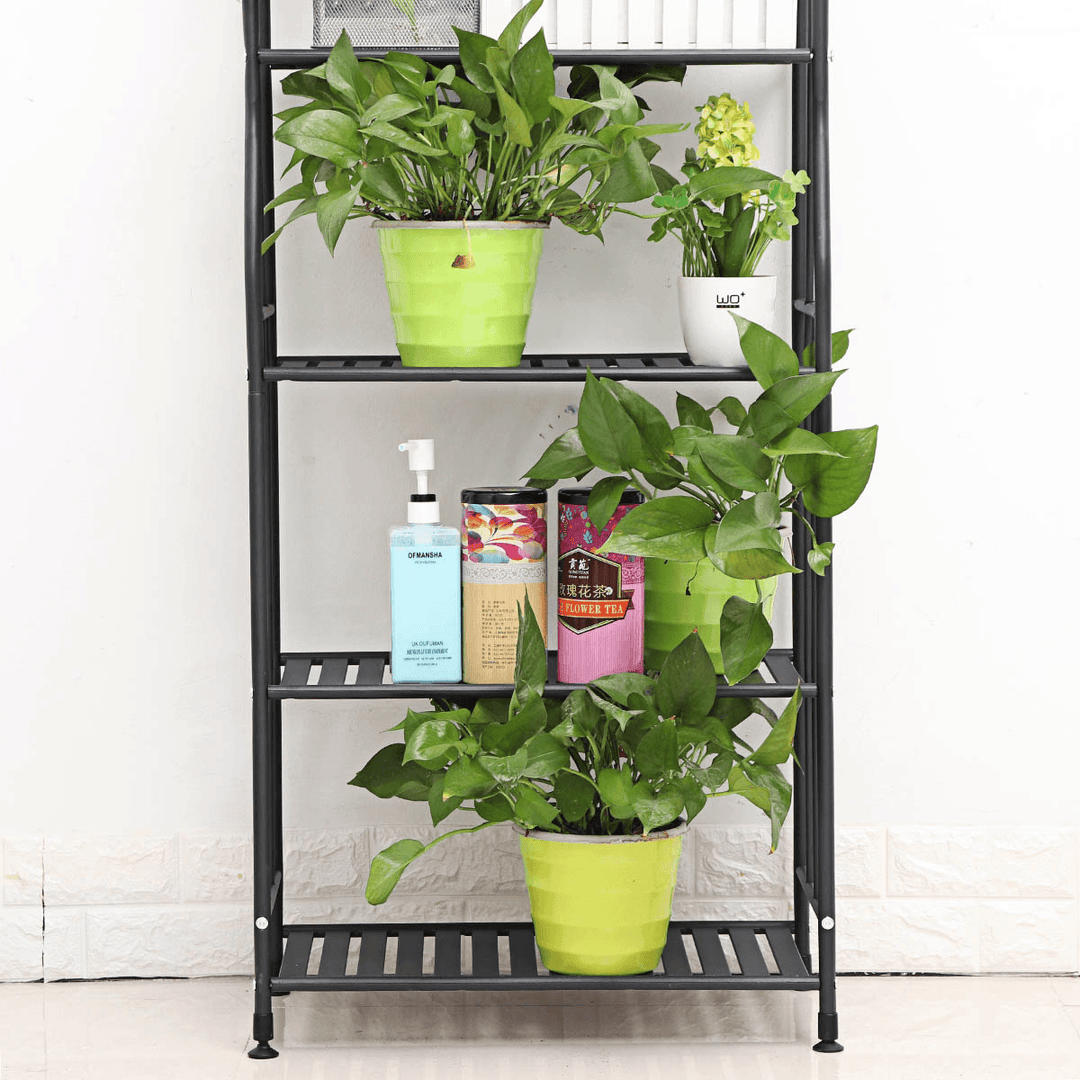 SUOERNUO Flower Shelf Wrought Iron Storage Indoor Multilayer Floor-Standing Space Saving