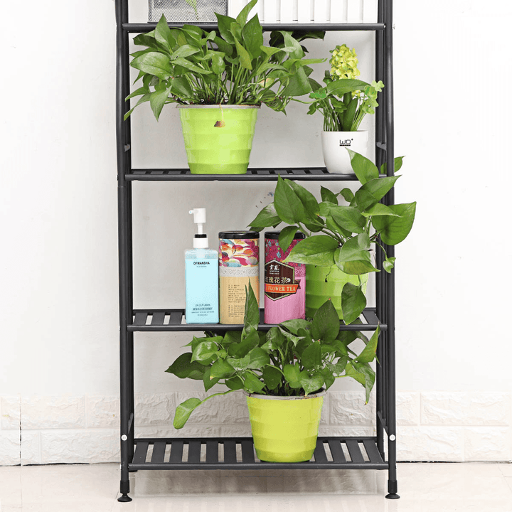 SUOERNUO Flower Shelf Wrought Iron Storage Indoor Multilayer Floor-Standing Space Saving