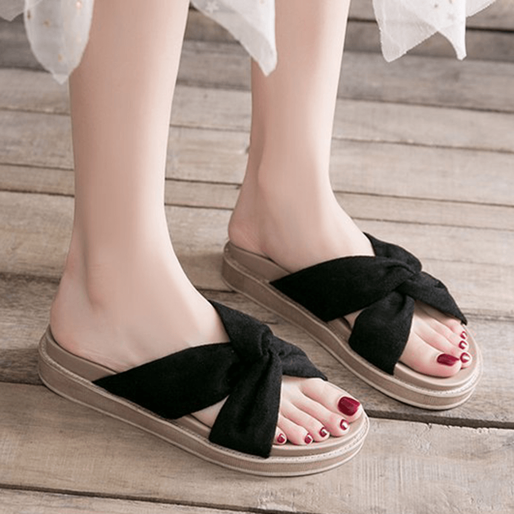 Women Cross Strap Open Toe Comfy Home Shoes Slippers