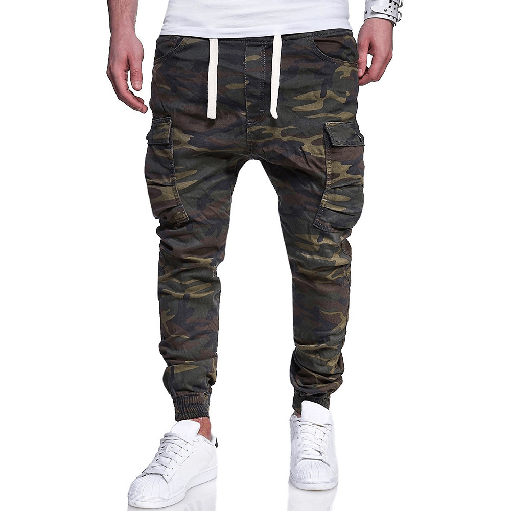 Men'S Fashion Camouflage Printed Tether Belt Casual Pants