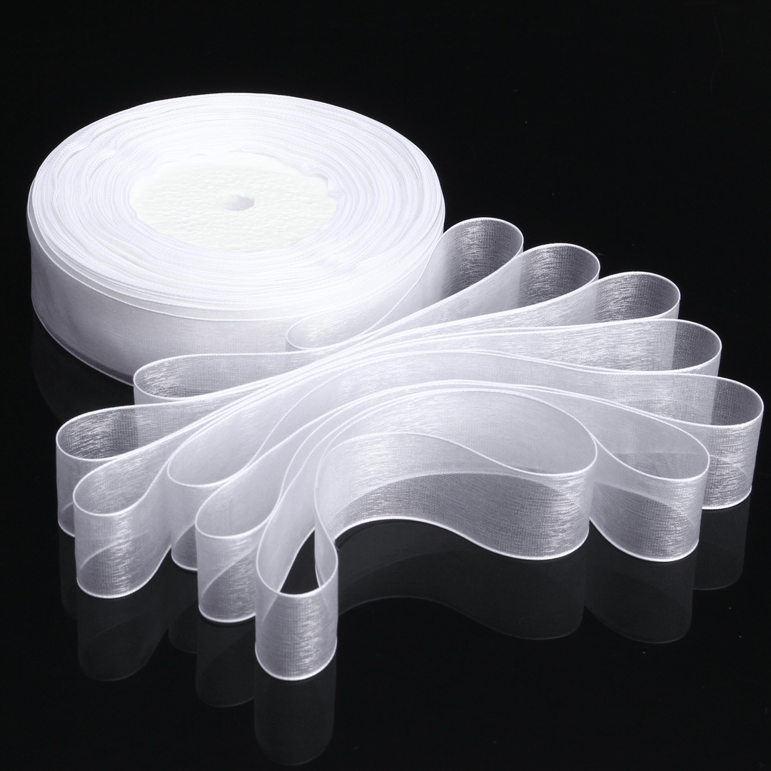 50 Yard 25Mm Transparent Organza Ribbon Wedding Party DIY Decoration - MRSLM