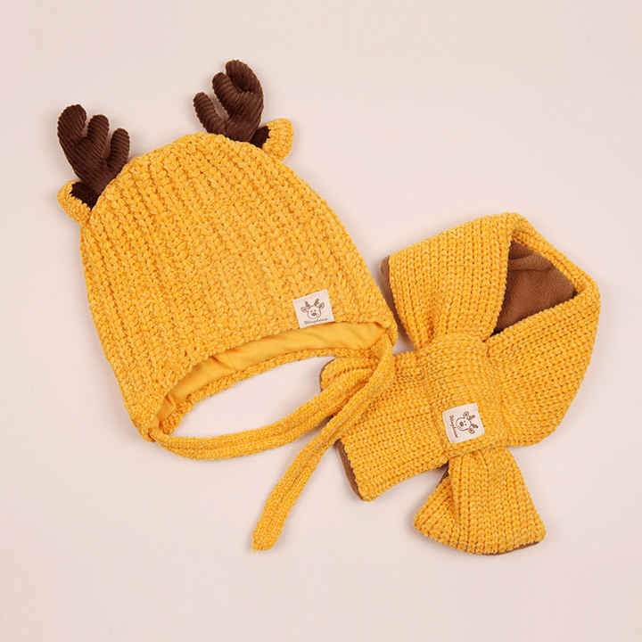 Infant plus Cotton Fawn Hat and Scarf Set - MRSLM