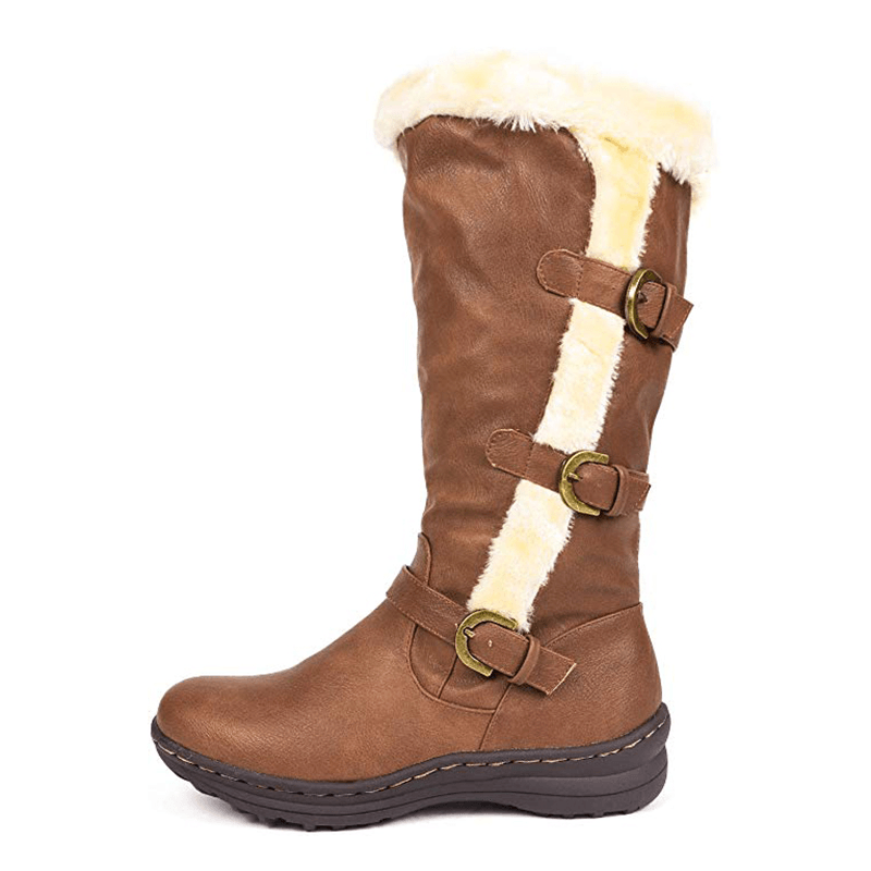 Women Retro Plush Lining Warm Casual Mid Calf Snow Boots