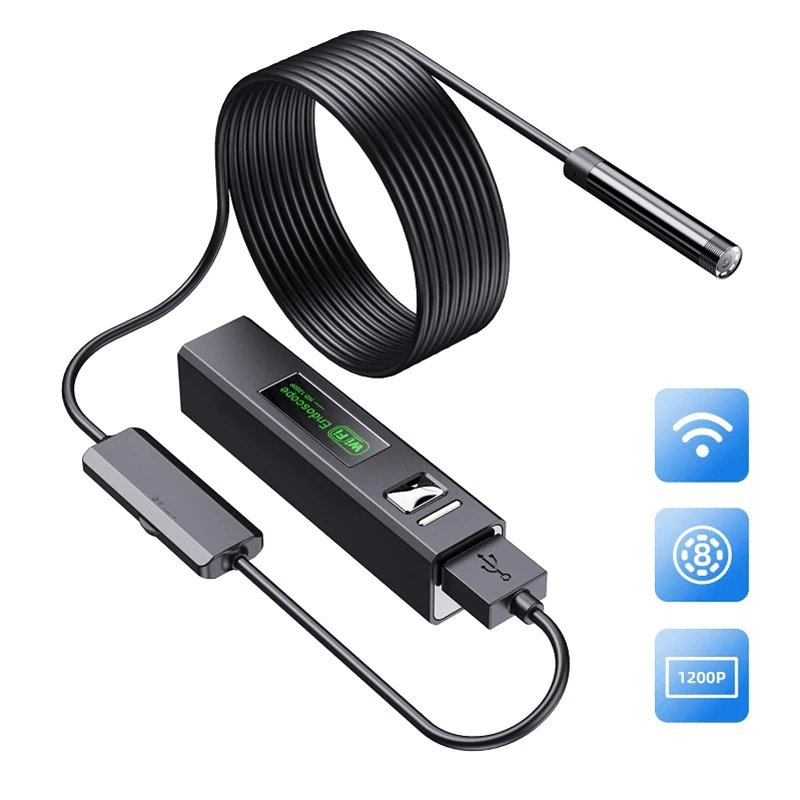 Wireless Endoscope Camera Wifi 1200P HD Borescope Inspection Camera IP68 Waterproof Snake Camera for Iphone Android for Inspecting Motor Engine Sewer Pipe Vehicle