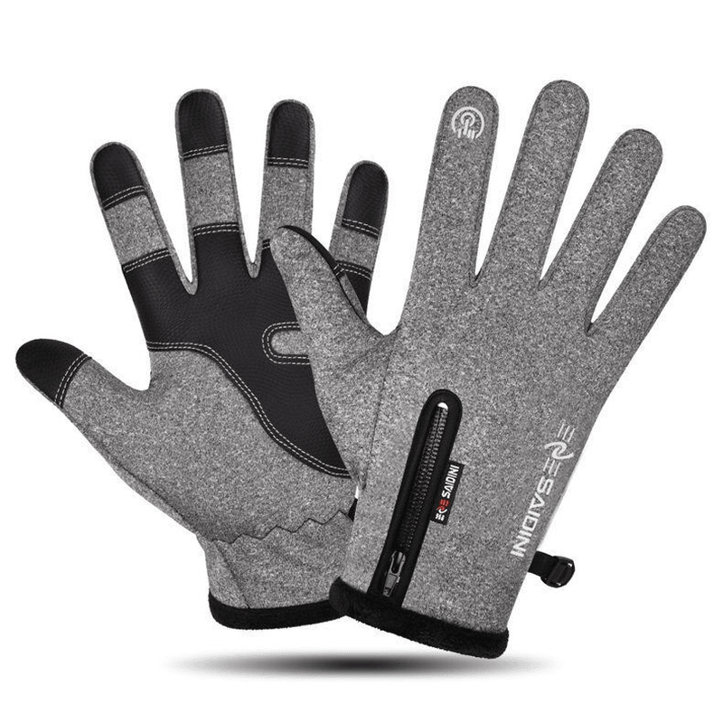 Men'S Autumn and Winter Gloves Touch Screen Zipper Waterproof Riding Outdoor