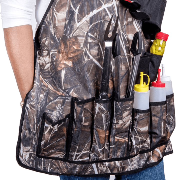 Outdoor BBQ Barbecue Cooking Waterproof Aprons with Beer Can Opener Belt Camping Picnic