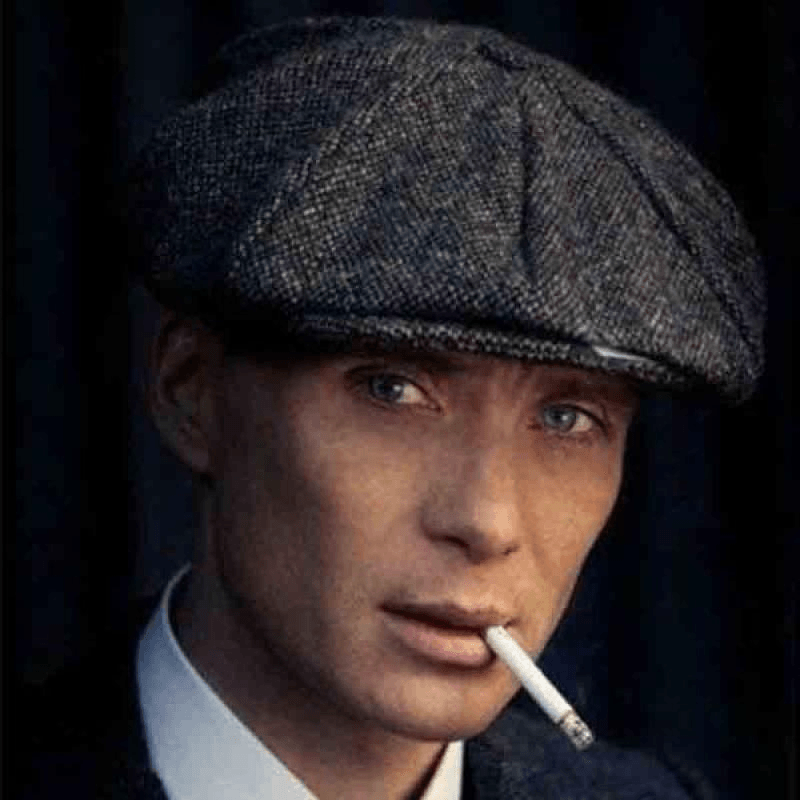 Men's Herringbone Wool Newsboy Cap Gatsby Flat Cap