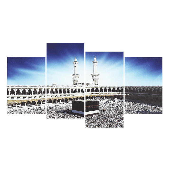 4 PCS Wall Art Print Mecca Islamic Kaaba Hajj Canvas Paintings Decor