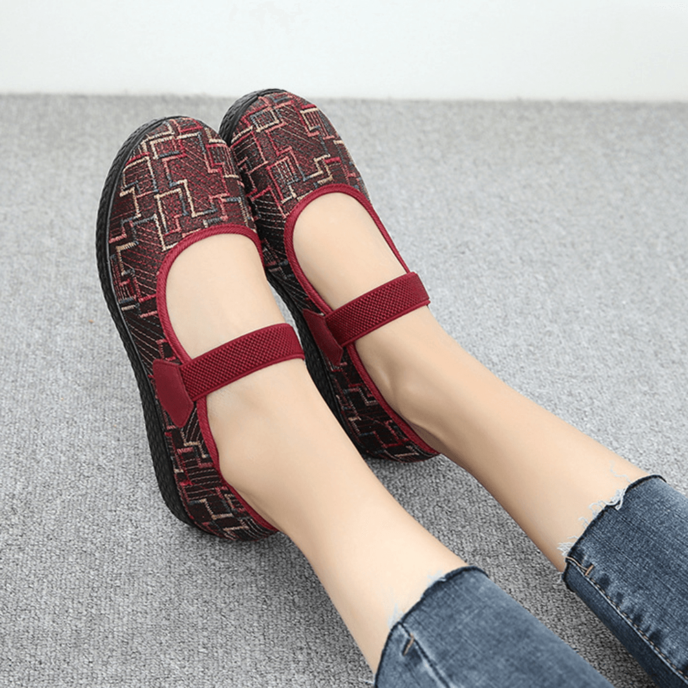 Women Old Peking Cloth Elastic Slip on Resistant Loafers