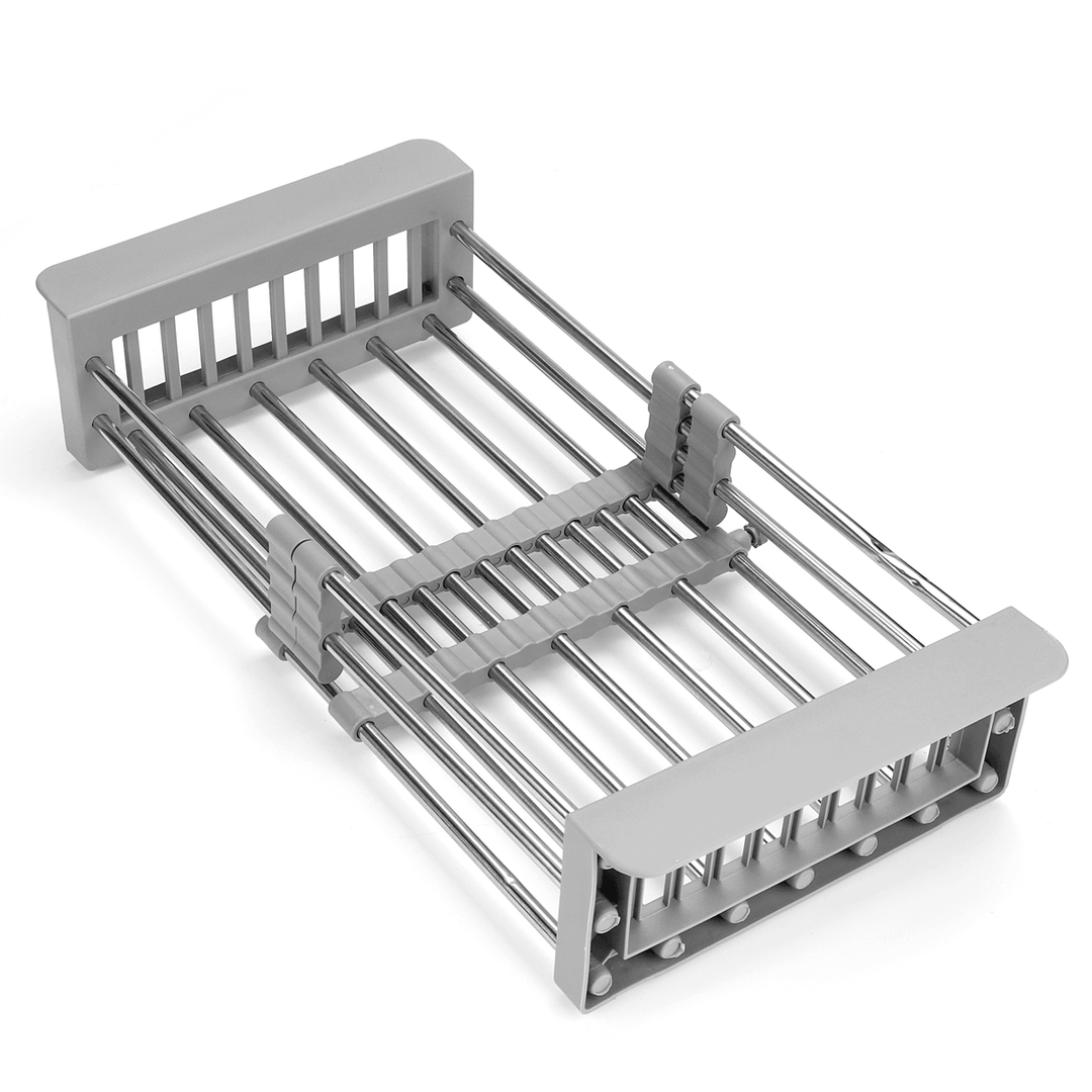 Kitchen Sink Stainless Steel Drain Basket Telescopic Multifunctional Fruit Washing Basket Dish Rack