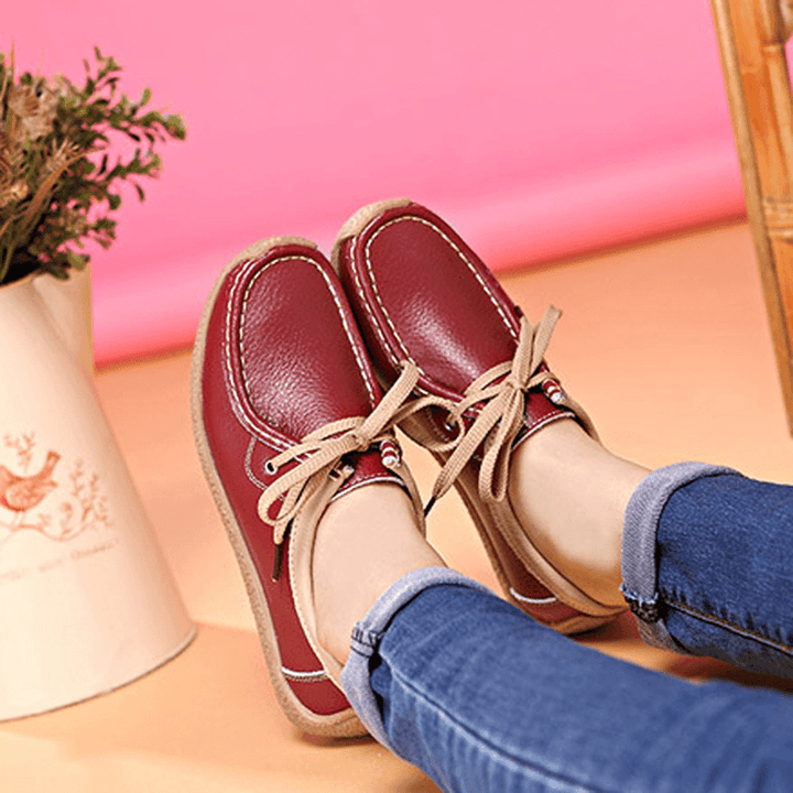 Breathable Walking Leather Flat Shoe