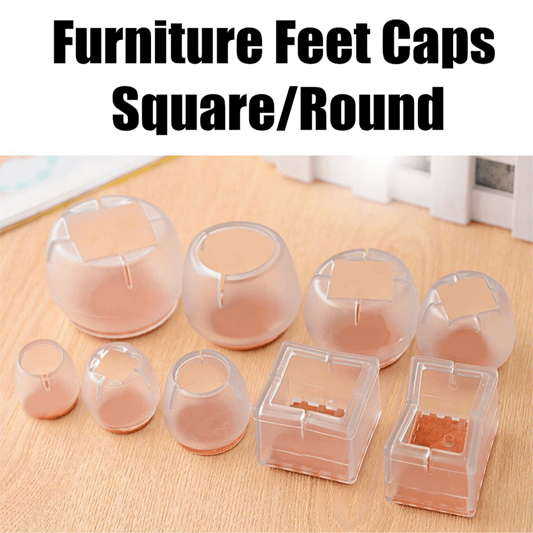 Silicone Square round Furniture Feet Caps Table Chair Leg Pads Floor Protector Scratchproof