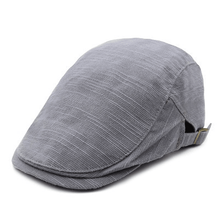 Men Women Cotton Retro Plaid Beret Hat Cabbie Cap - MRSLM