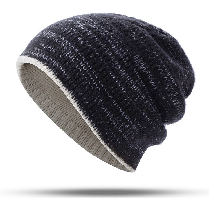 Double-Sided Wearing Double-Layer Knit Hat Beanie Cap - MRSLM