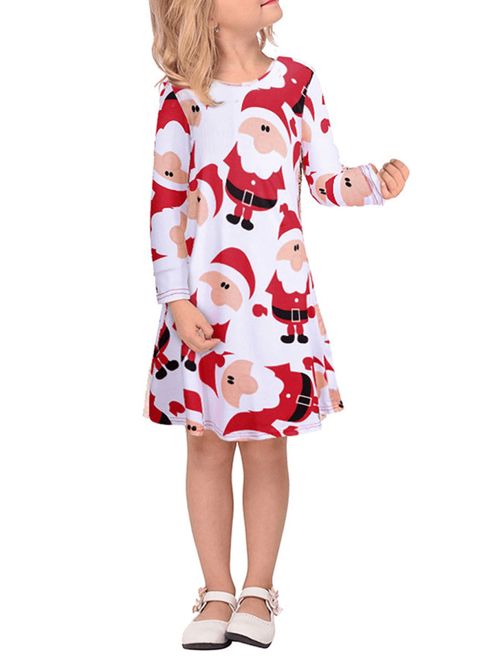 Women Christmas Snowman Print Parent-Child Dress - MRSLM